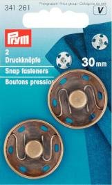 Druckknöpfe (genäht) Messing 30mm ant.br 2 Stk Druckknöpfe (genäht) Messing 30mm ant.br 2 Stk