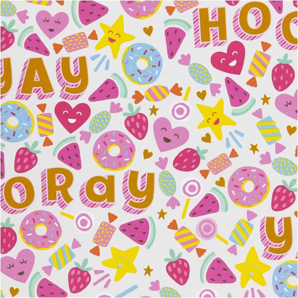 Geschenkpapier - Sigkeiten - Obst und Donuts - 5 m
