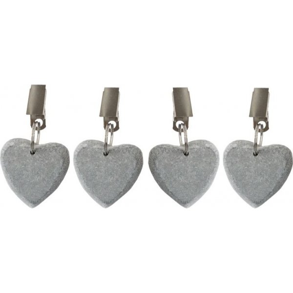 Stoffbeschwerer Herz grau 4er-Pack