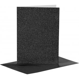 Karten und Umschläge - Schwarz - Glitzer - 11,5 x 16,5 cm - 4 Sets Karten und Umschläge - Schwarz - Glitzer - 11,5 x 16,5 cm - 4 Sets
