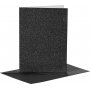 Karten und Umschlge - Schwarz - Glitzer - 11,5 x 16,5 cm - 4 Sets