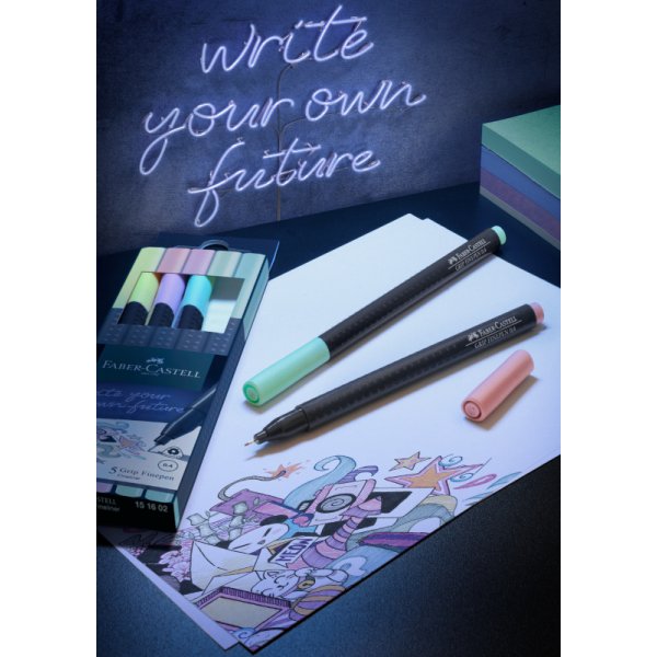 Faserstift-Set - Faber-Castell - Grip Finepen - 5 Farben