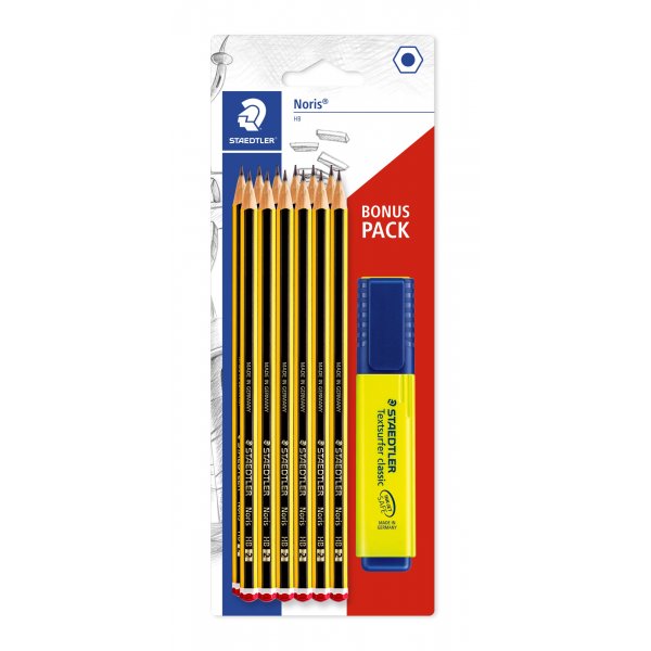 Noris Studentenpaket mit Bleistiften und Textmarker
