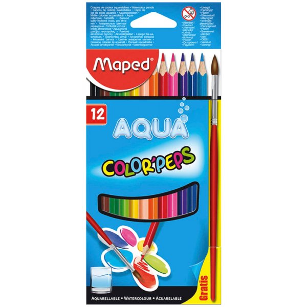 Farbstiftset - Maped - Color'peps Aqua 12 Stifte + Pinsel