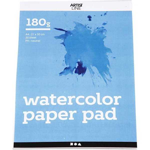 Aquarellblock - wei - A4 - 180 g - 20 Blatt