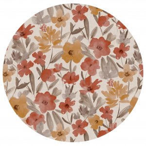 Wachstuch PVC Round Flower - Terrakotta Wachstuch PVC Round Flower - Terrakotta