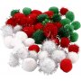 Pompons - grn - rot - wei - 48 Stk