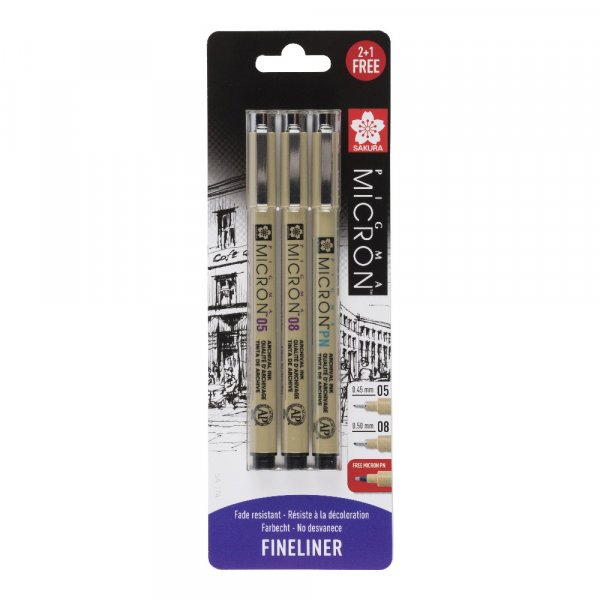 Fineliner Pigma Micron Set - 3 Stifte (05, 08, PN)