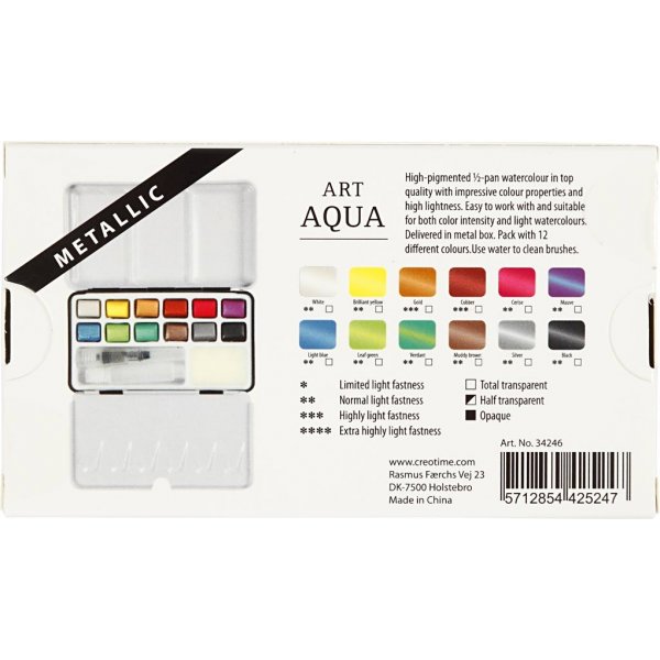 Art Aqua Aquarellfarben - Metallicfarben - 12 Stk