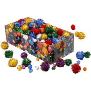 Pompons - leuchtende Farben - Glitzer - 300 g Pompons - leuchtende Farben - Glitzer - 300 g