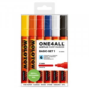 Acrylmarker One4All 4mm 6 Stifte - Basic I Acrylmarker One4All 4mm 6 Stifte - Basic I