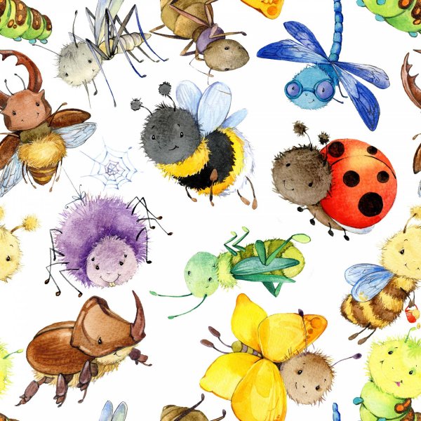 Gemustertes Trikot 150 cm - Vitale kleine Insekten