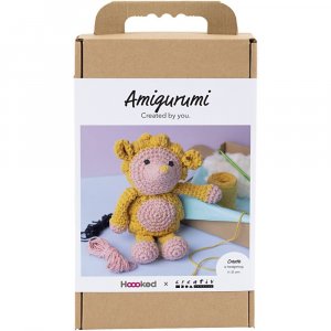 DIY-Set Amigurumi-Igel hellrosa und warmgelb - 1 Packung.