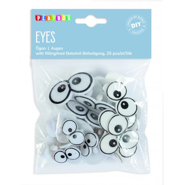 Augen mit Aufsatz 3 Größen - 25 Stk Augen mit Aufsatz 3 Größen - 25 Stk