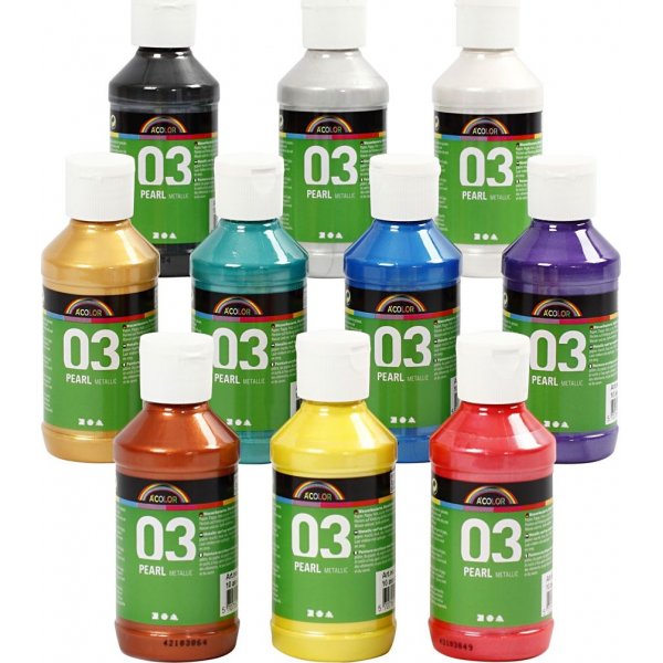 Schulfarbe Acryl - Metallic - Mischfarben - Metallic - 10 x 120 ml
