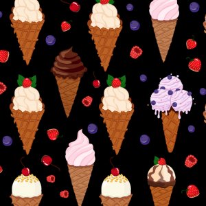 Gemusterter Trikå 150 cm - Eiscreme und Beerenschokolade Gemusterter Trikå 150 cm - Eiscreme und Beerenschokolade