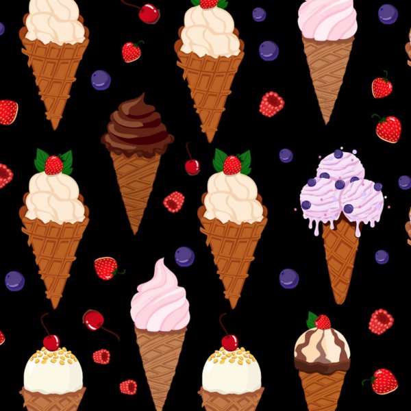 Gemusterter Trik 150 cm - Eiscreme und Beerenschokolade