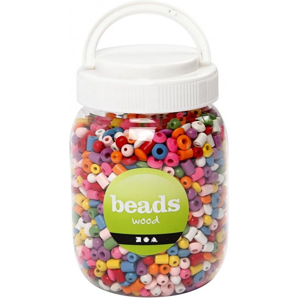 Holzperlen - gemischte Farben und Gren - 400 ml