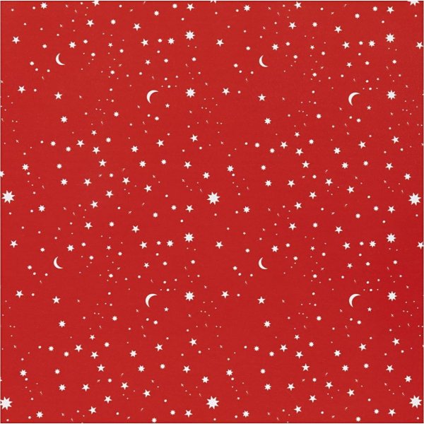 Geschenkpapier - dunkelrot - Sterne und Monde - 5 m