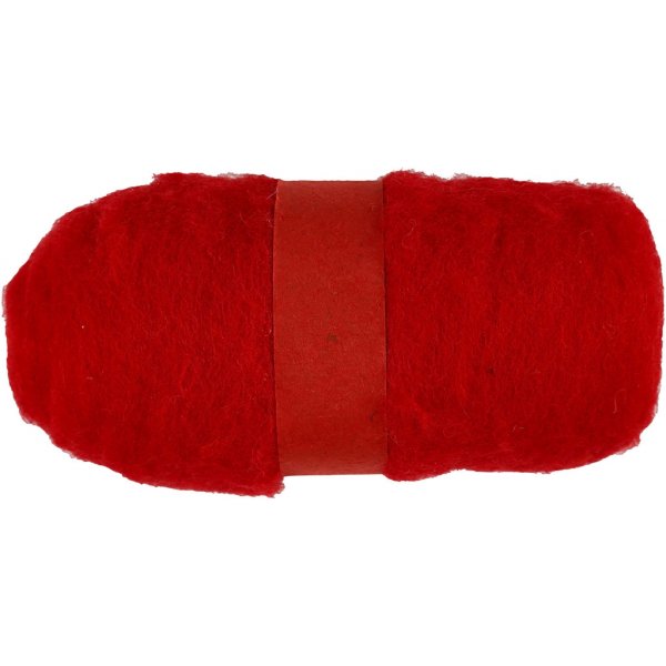 Kardierte Wolle - rot - 100 g Kardierte Wolle - rot - 100 g