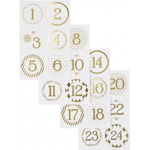 Kalenderzahlen - Gold - Weiß - 4 Blatt Kalenderzahlen - Gold - Weiß - 4 Blatt