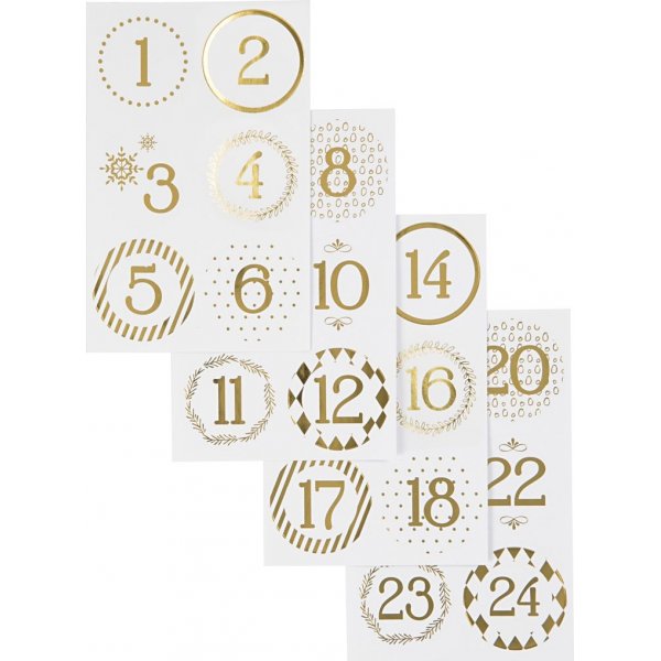 Kalenderzahlen - Gold - Wei - 4 Blatt