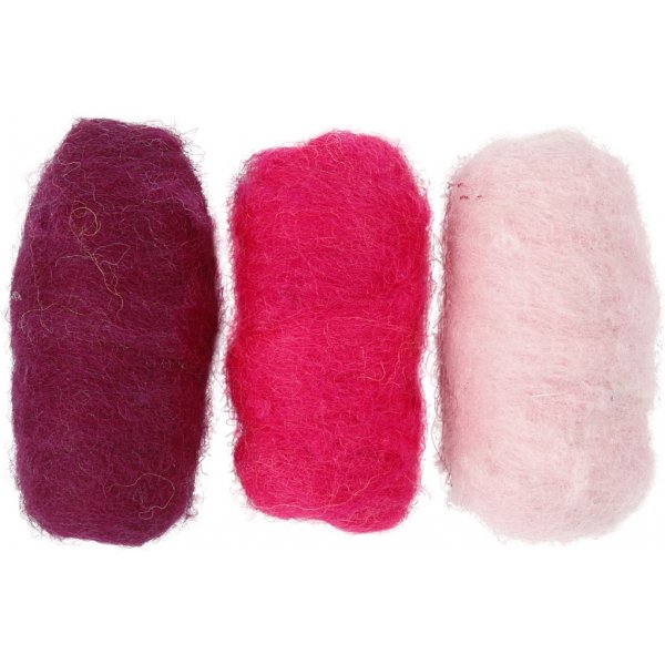 Kardierte Wolle - Lila/Rosa-Harmonie - 3 x 10 g