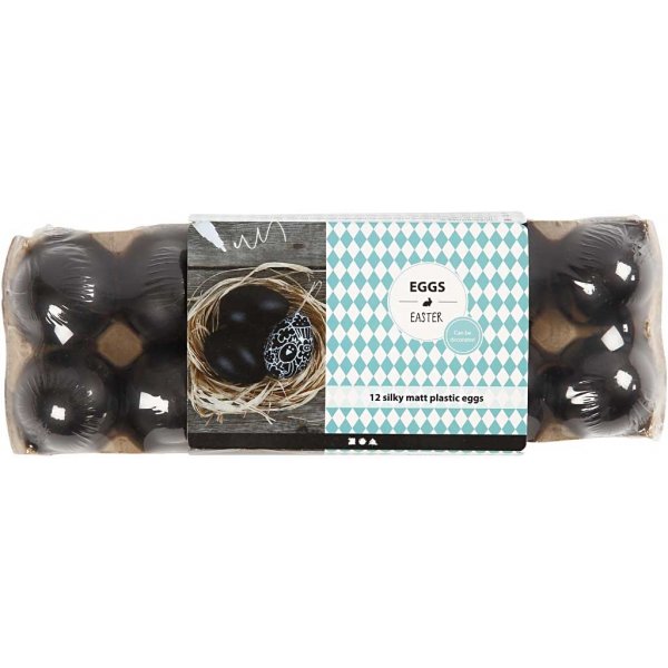 Plastikeier - schwarz - 12 Stk