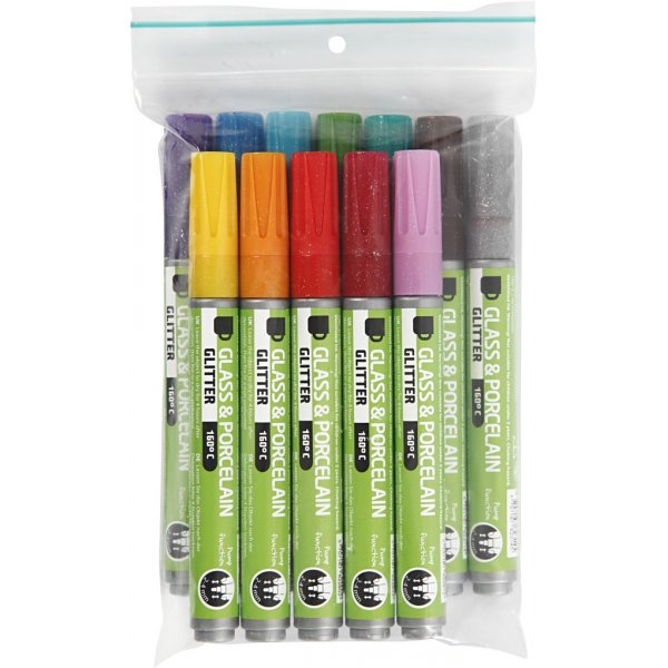 Glas- und Porzellanmarker - gemischte Farben - halbdeckend - 2-4 mm - 12 Stk