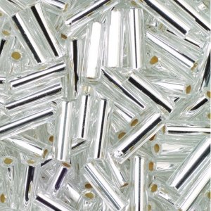Stabperlen 6,8 x 2,2 mm - Silber 13 g, silbergefüttert Stabperlen 6,8 x 2,2 mm - Silber 13 g, silbergefüttert