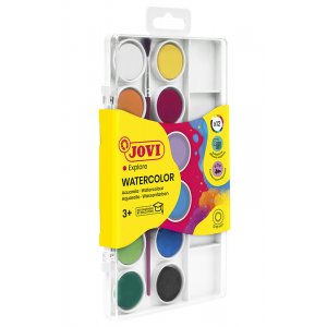 Aquarell-Set - Jovi - Kit mit 12 Farbkuchen, 1 Pinsel, 1 Kunststoffetui Aquarell-Set - Jovi - Kit mit 12 Farbkuchen, 1 Pinsel, 1 Kunststoffetui