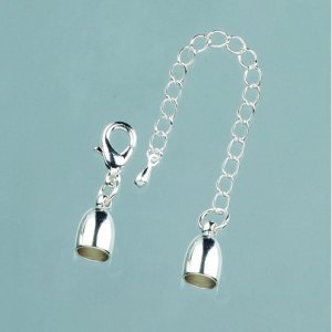 Endteil ø 6 mm - 15 Stück - silberfarben mit Kette Endteil ø 6 mm - 15 Stück - silberfarben mit Kette