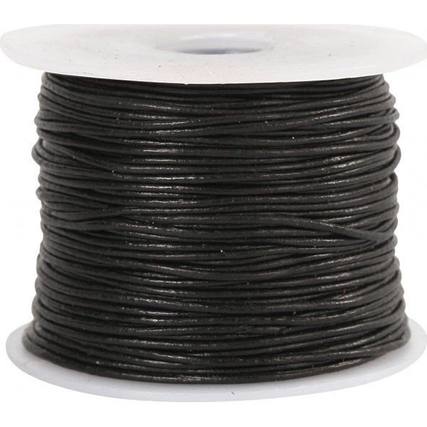 Lederband - Schwarz - 1 mm - 50 m