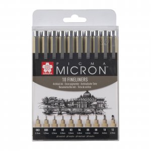 Fineliner Pigma Micron Set - 10 Stifte (003, 005, 01, 02, 03, 04, 05, 08, 10, 1) Fineliner Pigma Micron Set - 10 Stifte (003, 005, 01, 02, 03, 04, 05, 08, 10, 1)