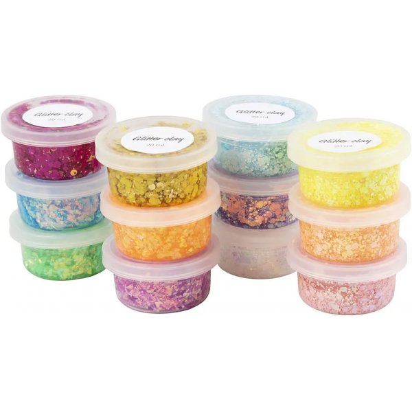 Glitzerknete, gemischte Farben, 72x20 ml
