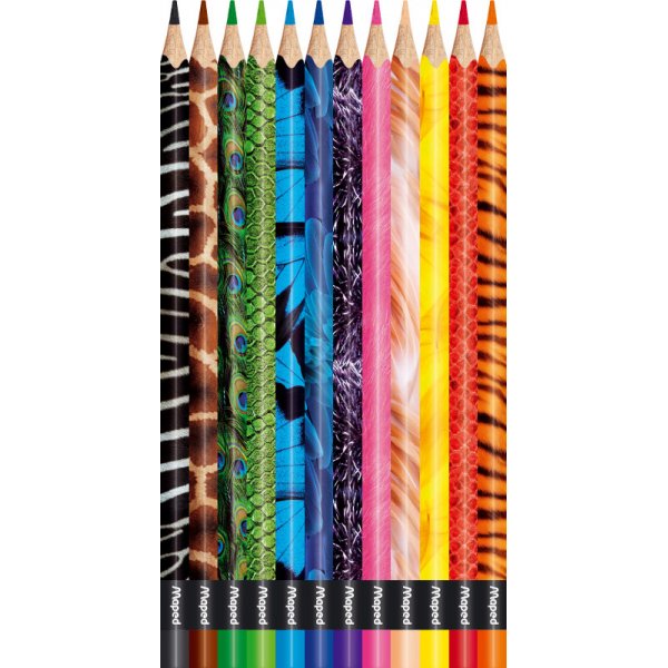 Farbstiftset - Maped - Color'peps 12 Bleistifte mit Tiermotiven