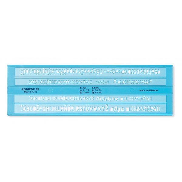 Vorlagenlineal Schriftart Transparent Blau - 4 Zeilen