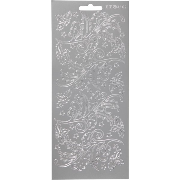 Aufkleber - Silber - Stechpalme - 10 x 23 cm