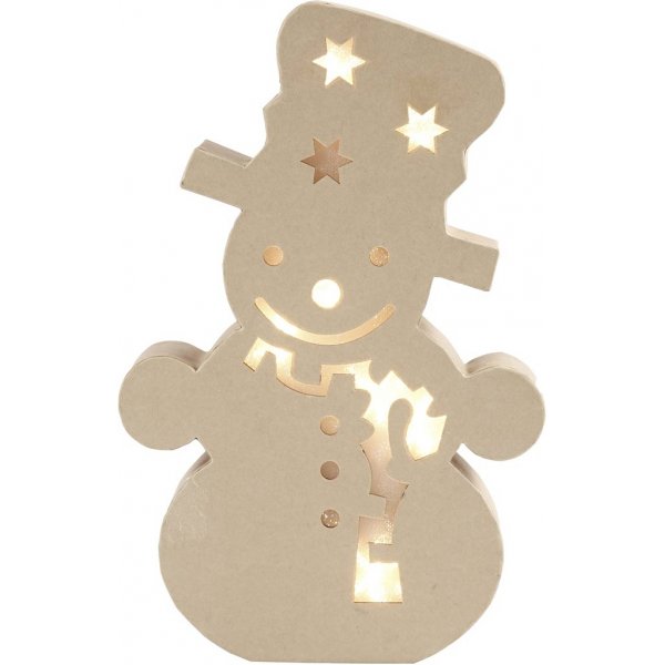 Pappfigur mit eingebautem Licht - Schneemann - 5 cm