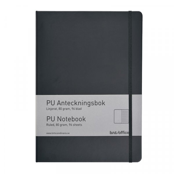 Notizbuch PU liniert schwarz