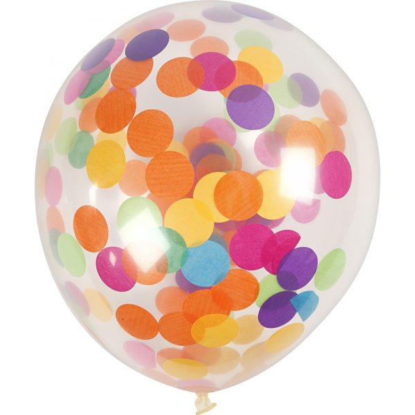 Luftballons mit Konfetti - transparent - 23 cm - 4 Stk