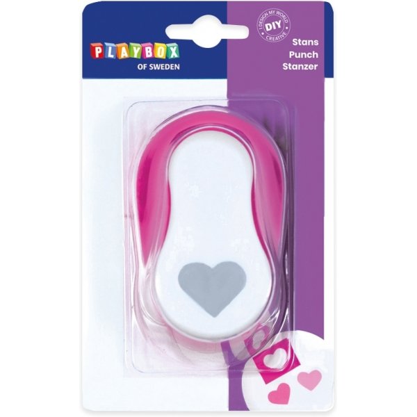 Locherherz 3,8 cm - Rosa/Wei