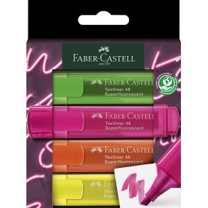 Textmarker - Faber-Castell - TL 46 - Neon 4 Stifte GenZ Textmarker - Faber-Castell - TL 46 - Neon 4 Stifte GenZ