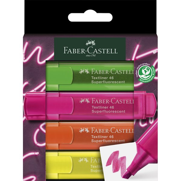Textmarker - Faber-Castell - TL 46 - Neon 4 Stifte GenZ