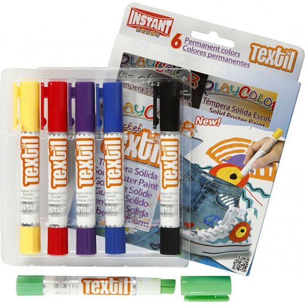Playcolor Textilfarbe - gemischte Farben - 6 Stk