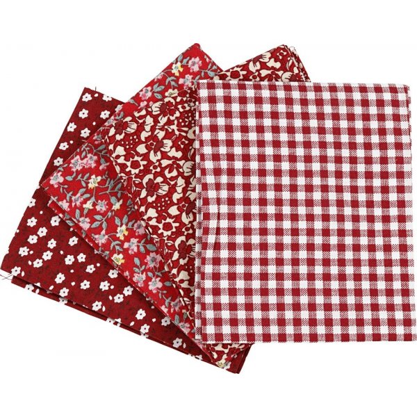 Patchworkstoff - rot - 4 Stk