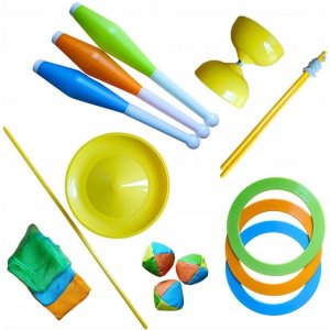 Jonglierset, 17-teilig, im Rucksack, mehrfarbig Jonglierset, 17-teilig, im Rucksack, mehrfarbig