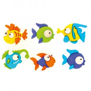 Mehrfarbige Knöpfe 22x20 - 24x20 mm - Fische Mehrfarbige Knöpfe 22x20 - 24x20 mm - Fische