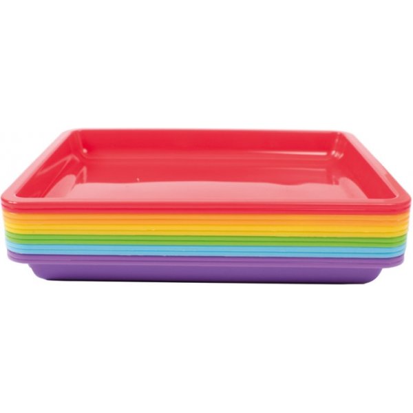 Kunststofftablett 28 x 22 x 3 cm, 6 Farben, 12 Stk