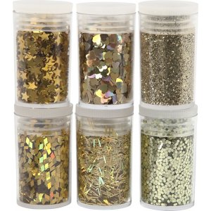 Glitzer und Pailletten - Gold - 6 x 5 g Glitzer und Pailletten - Gold - 6 x 5 g